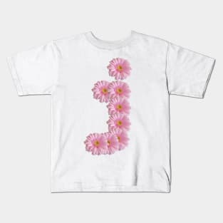 Letter j Pink Gerbera Daisy Kids T-Shirt